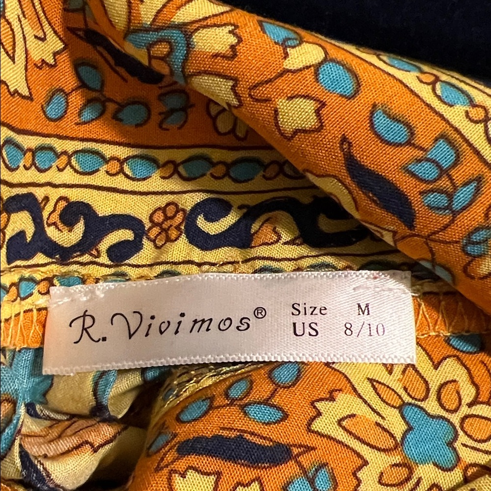 Bohemian Floral Blouse - Orange and Blue NWOT - Picture 6 of 7